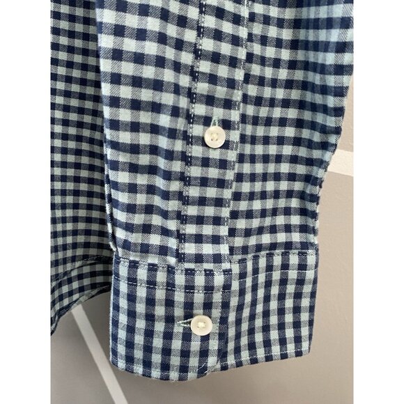 Faherty Stretch Oxford Shirt Mens XL Ocean Teal Gingham Button Down Casual Check - Picture 5 of 16